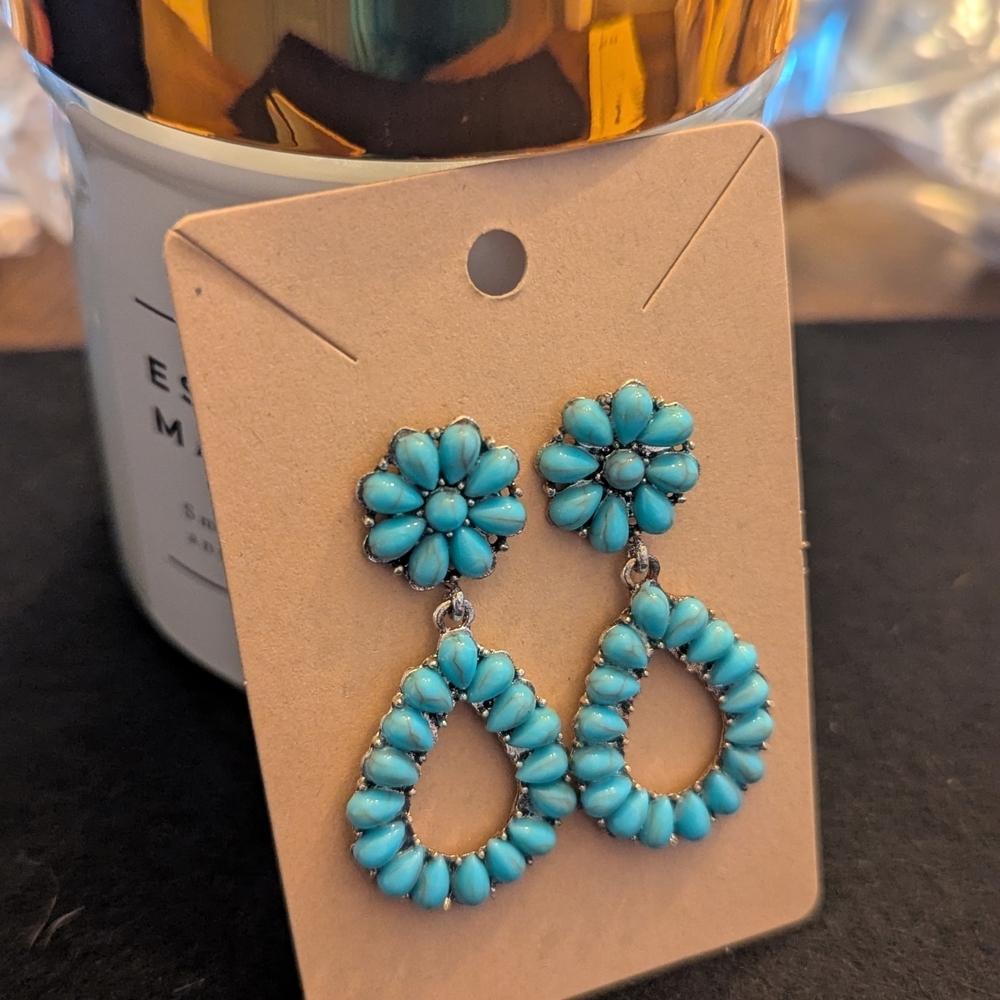 Turquoise Floral Drop Earrings
